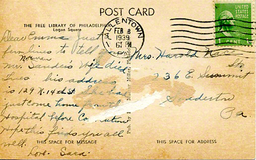 Click for my Online Gallery of NYPD 2002 St. Patricks Day Parade postcardallentownreverse1939february