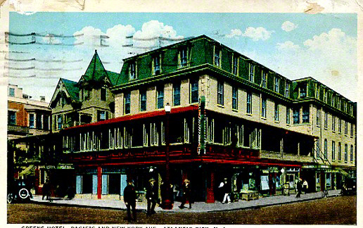 Click for my Online Gallery of Summer Dream, Buttermilk Falls postcardgreensatlanticcityfront1928augustenh01