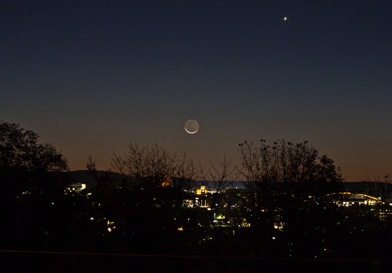 Crescent, McGraw Tower, Regulus, Venus