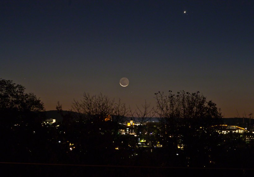 Crescent, McGraw Tower, Regulus, Venus