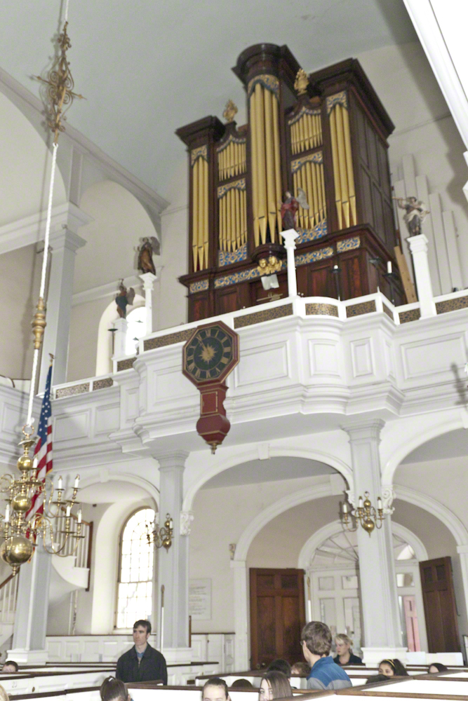 Organ above the entrance to Old North Church, Boston
