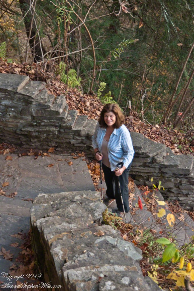 Pam on the Cliff Staircase